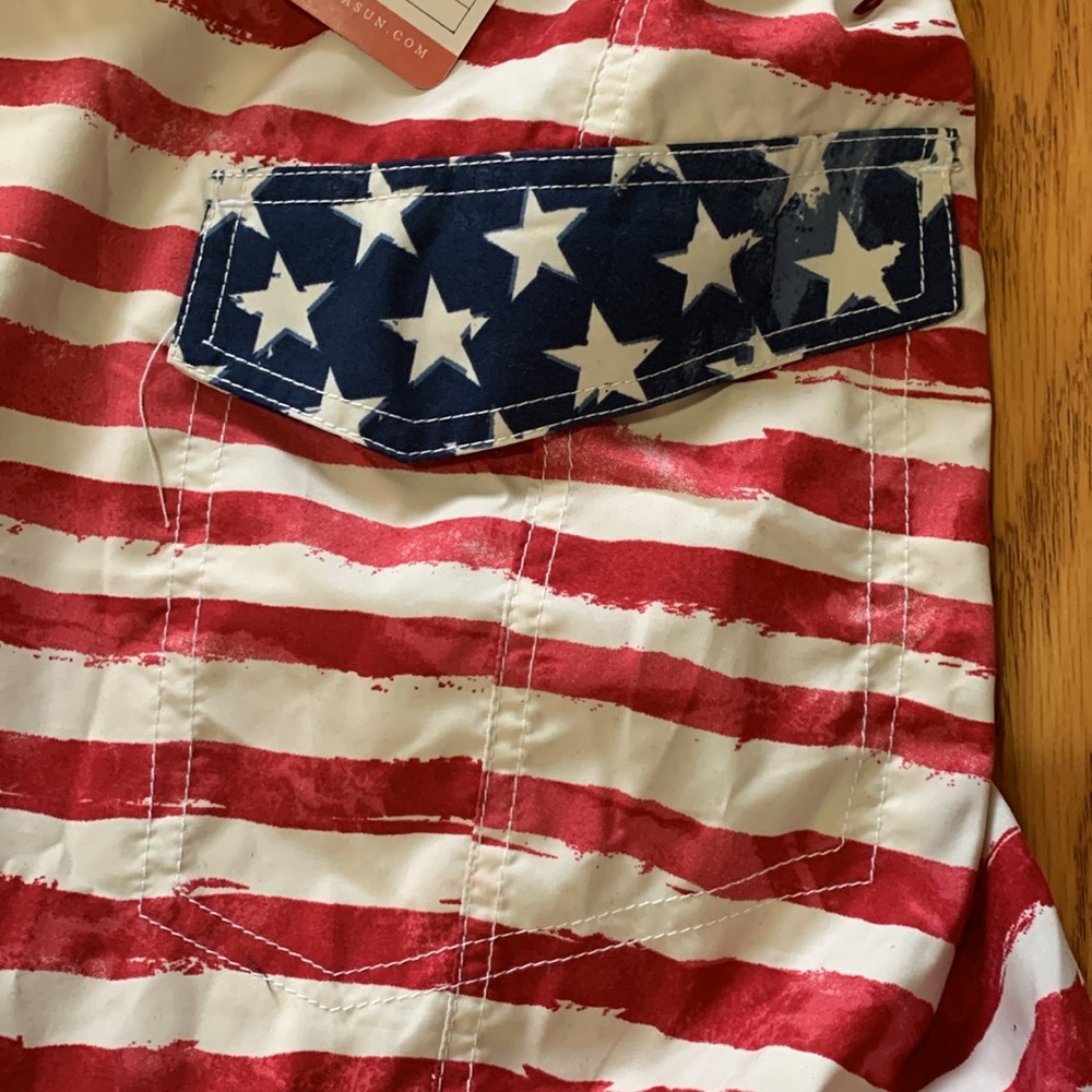 🇺🇸Men's Patriotic Star and Stripe Swim Shrunks Shorts Island Inspired ResortWear - Picture 3 of 12